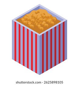 Classic striped bucket overflowing with buttery popcorn