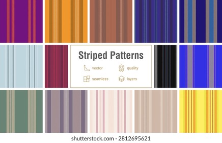 Classic striped bundle for multipurpose kidswear. Versatile lines patterns fit dresses, shirts, pajamas, and rompers. Vector consistency ensures quality.