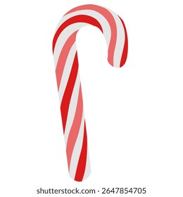 Classic striped red and white candy cane vector. Perfect for Christmas and winter holiday designs, cards, and decorations.