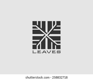 Classic strong abstract leaves tree logotype. Vector square sign 
