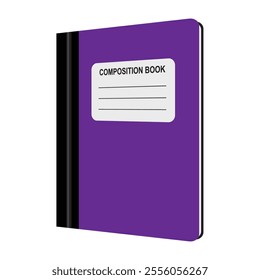 Classic student composition book with a plain cover. Vector illustration