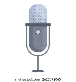 Classic studio microphone is standing on a desk, ready for recording audio