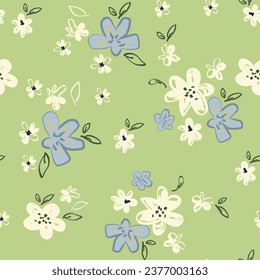Classic style background hand drawn, doodle, floral, daisies. large, abstract artistic flower buds. Simple summer botanical in trendy flat design. Textile, fabric and fashion. Sketchy floral print.