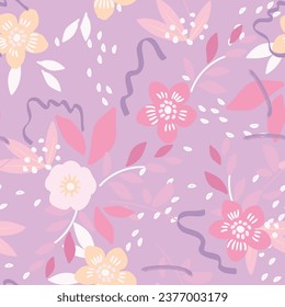 Classic style background hand drawn, doodle, floral, daisies. large, abstract artistic flower buds. Simple summer botanical in trendy flat design. Textile, fabric and fashion. Sketchy floral print.