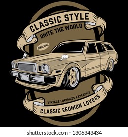 classic style, classic car vector illustration