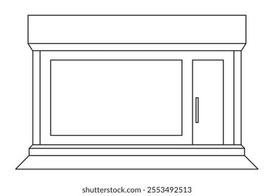 Classic style commercial storefront with copy space in the window line art vector