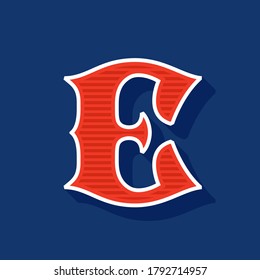 Classic style E letter Sport logo. Retro font perfect to use in any team labels, baseball logos, college posters, tackle identity, etc.