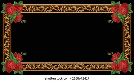 classic style engraved frame vector design for wedding invitations or elements