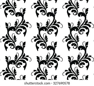 Classic style floral ornament pattern in black. Vector