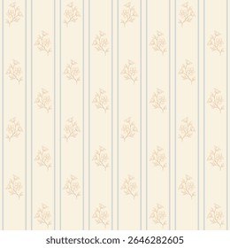 Classic style floral and stripes seamless pattern design vector in soft pastel colors