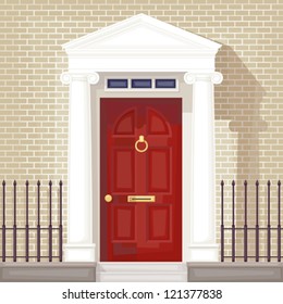 Classic Style Front Door , Vector Without Gradient