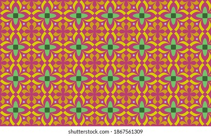 Classic style geometric Pattern Vector Illustration Element. Colorful Pattern with red background