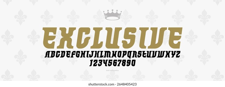 Estilo clássico italic serif vetor exibir fonte para logotipos e emblemas, design de fonte de tipografia elegante e forte beleza de luxo para manchetes e títulos, moda vintage cartaz de bom gosto tipografia.