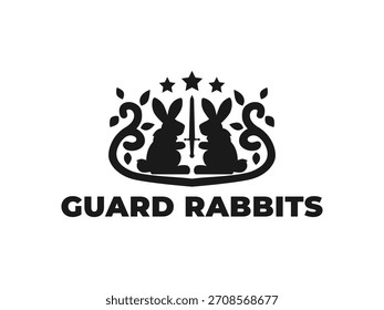 Classic style logo that form 2 rabbits and nature element