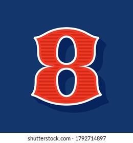 Classic style number eight Sport logo. Retro font perfect to use in any team labels, baseball logos, college posters, tackle identity, etc.