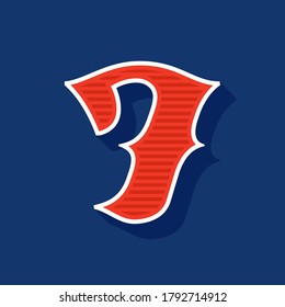 Classic style number seven Sport logo. Retro font perfect to use in any team labels, baseball logos, college posters, tackle identity, etc.