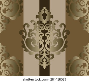Classic style ornament damask background in golden brown color. Vector