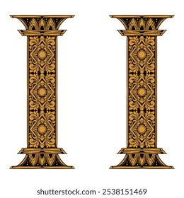 classic style ornament pillar design for element color editable