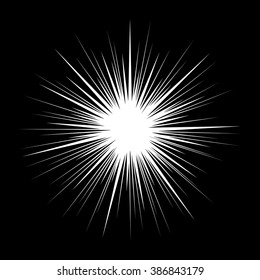 Classic Style Retro Starburst on Black Background. Vintage Vector