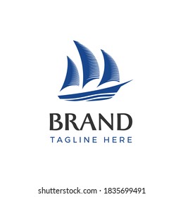Classic style sail boat logo template