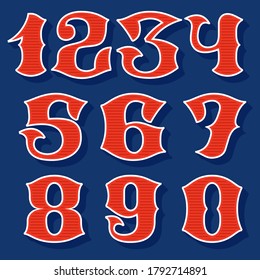 Classic style sport numbers set. Retro font perfect to use in any team labels, baseball logos, college posters, tackle identity, etc.