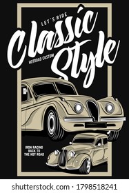 classic style, super classic car illustration