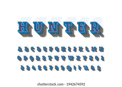 classic style, typography vector, letters and numbers blue style, alphabet design