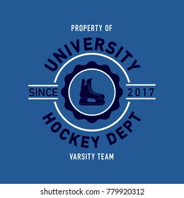 A classic style university hockey team shirt design in vector format.