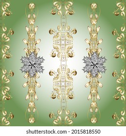 Classic style. Vector sketch. Seamless in Baroque style. Beautiful pattern for textile, scrapbooking. Graceful, delicate ornamentation in the Rococo style. Patterns on neutral, gray and green colors.