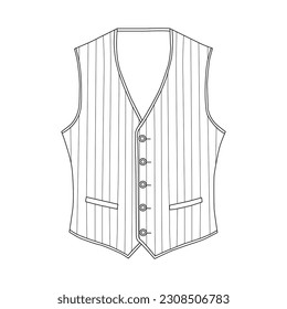 Classic style vest sketch illustration on white background