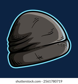 classic style winter hat isolated colored drawing line art style sketch vintage design illustration