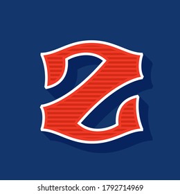 Letra Z de estilo clásico logotipo Sport. Fuente retro perfecta para usar en cualquier equipo, logos de béisbol, afiches universitarios, identidad de abordaje, etc.