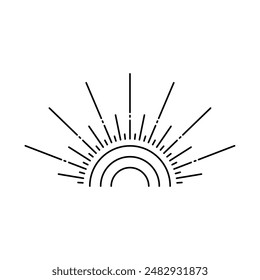 classic sun line art design vector illustration