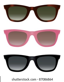 Classic sunglasses with turtle shell, pink and black frames.