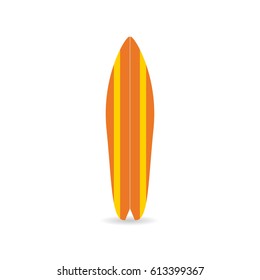 Classic surfboard. Colorful fish board with shadow, surfers equipment. Vector illustration for t-shirt, print, poster, banner, for surfers clothes