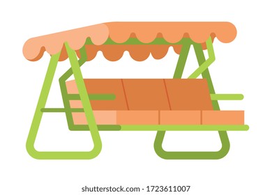 Classic Swing Bench, Garden Furniture Design Flat Vector Illustration