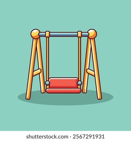 Classic Swing Cartoon Vector Icon Illustration. Playground Classic Swing Icon Concept Isolated Premium Vector. Flat Cartoon Style