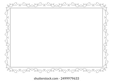 Classic swirl Decorative line ornate border, filigree rectangle Decorated frame for Victorian card, menu, wedding, certificate, document, Fancy Lines style landscape page borders design