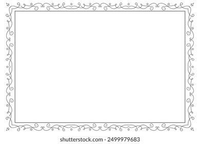 Classic swirl Decorative line ornate border, filigree rectangle Decorated frame for Victorian card, menu, wedding, certificate, document, Fancy Lines style landscape page borders design