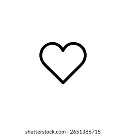 A classic, symmetrical heart shape in a clean line art style, symbolizing love, romance, and health.