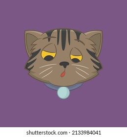 Classic tabby cat illustration and lazy expression