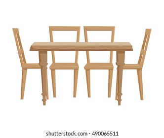 Classic table and chairs furniture for office, cafe, restoran, home kitchen interior scene design. 