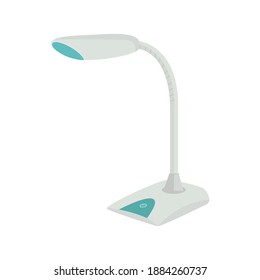 Classic table lamp for office or home lighting with a switch. Isolated element on white background. White modern lamp for work at the table. Vector image. Flat style.