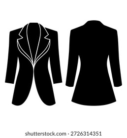 Ilustración vectorial clásica de la silueta de la chaqueta del blazer del esmoquin para la ropa de noche elegante Eventos formales Bodas y estilos sofisticados del diseño de la ropa de la moda