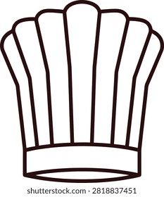 Classic Tall Pleated Toque Blanche Chef Hat Monoline Outline Icon for Culinary Professionals and Restaurant Branding