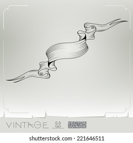 Classic tape. Vintage old retro flag ribbon banner. Scrapbooking victorian style page. Hand drawn vector illustration. Element for print, design, web design. Space for text. Vector. Banner.