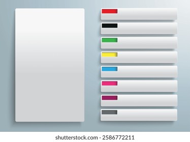 Classic target with 8 tabs on the gray background. Eps 10 vector file.
