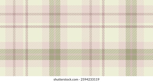 Classic tartan design in beige, light pink, and olive green, featuring a seamless pattern.