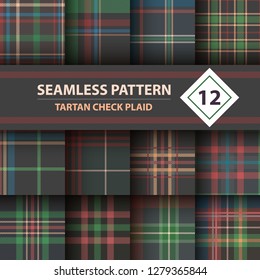 Classic tartan, Merry Christmas seamless patterns. Hand draw