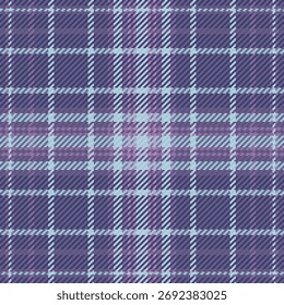 Patrón clásico de tartán en tonos violeta azul. Diseño textil atemporal para ropa, fondos o Web. Evoca tradición, calidez y comodidad.